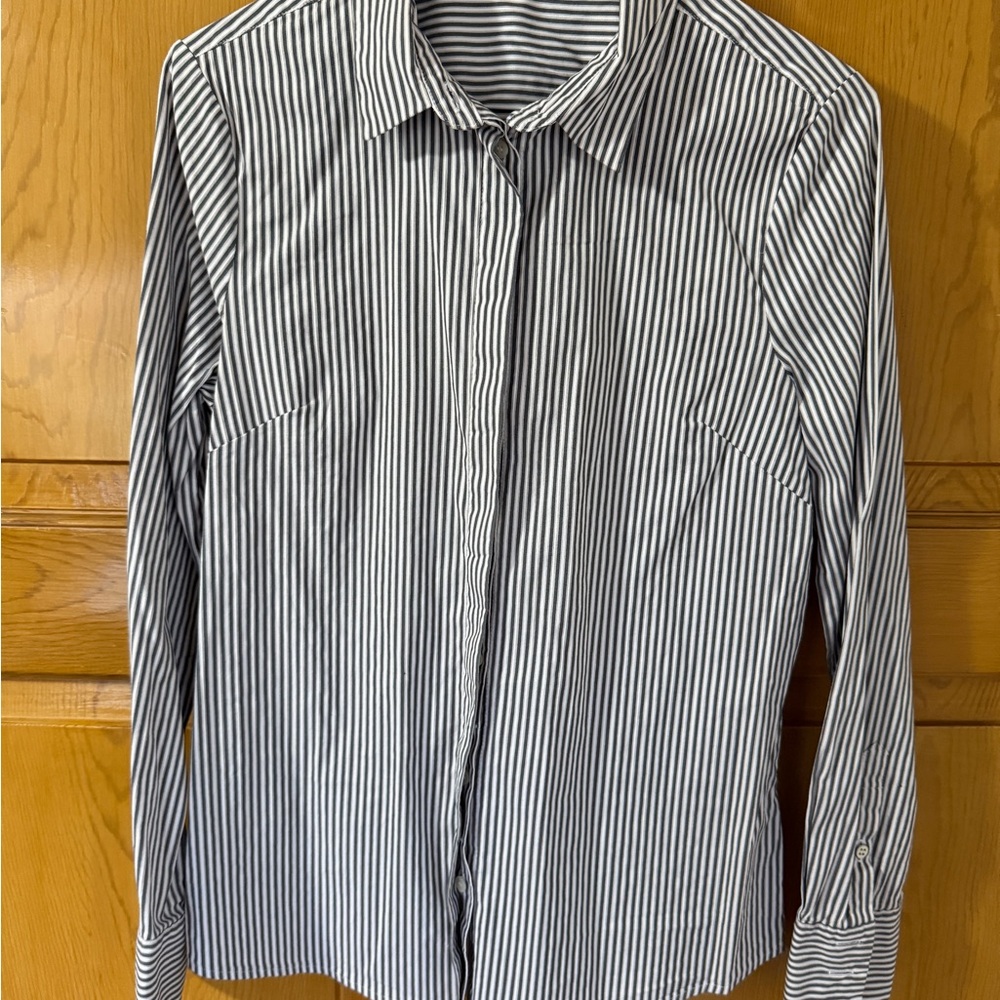 Gray and White Striped Button Down